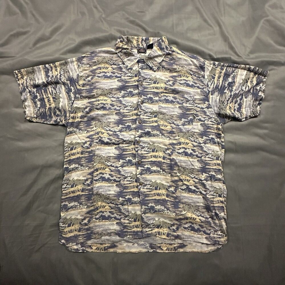 Vintage Pacific Coast Highway Shirt Mens XL Hawaiian Floral Button Beach Ocean
